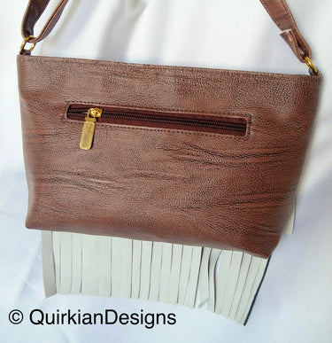 Dark Brown Fake Leather Tassels Bag, Day HandBag, Shopping Handbag, Faux Leather Bag, Office Wear